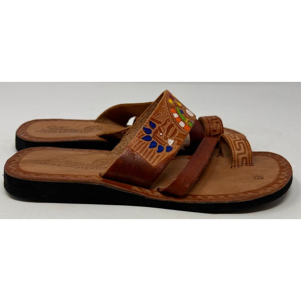 Amay Pe Women's Handmade Mexican Huarache‎ Colorful Embroidery Sandals Size 3